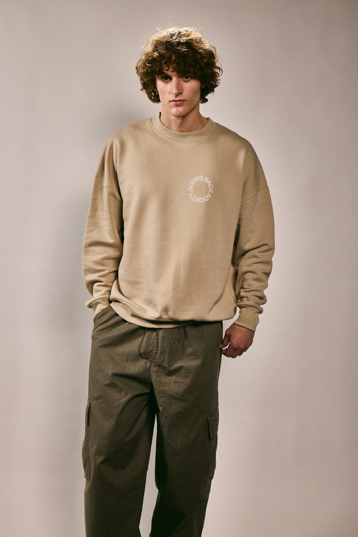 Unisex Crewneck "Giving Back Society." beige
