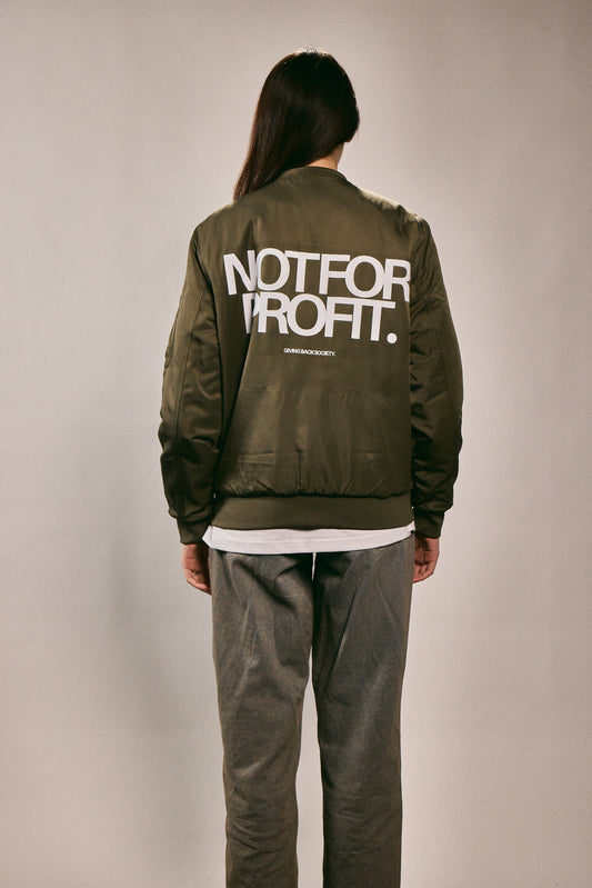 Unisex Bomberjacke "NOT FOR PROFIT." khaki