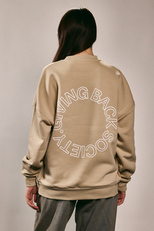 Unisex Crewneck "Giving Back Society." beige