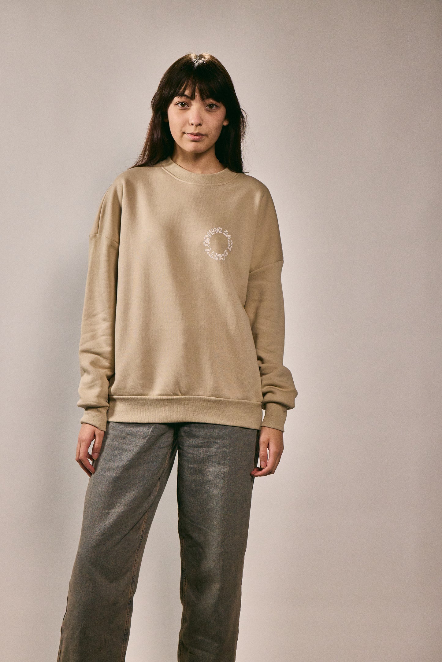 Unisex Crewneck "Giving Back Society." beige