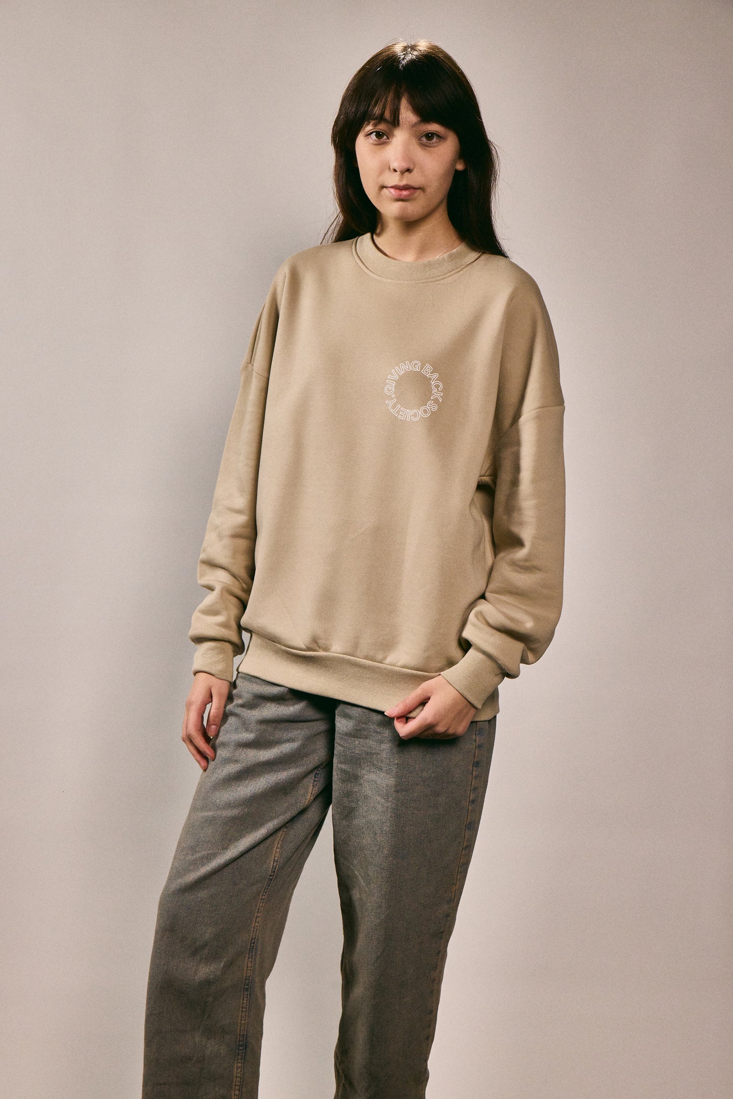 Unisex Crewneck "Giving Back Society." beige