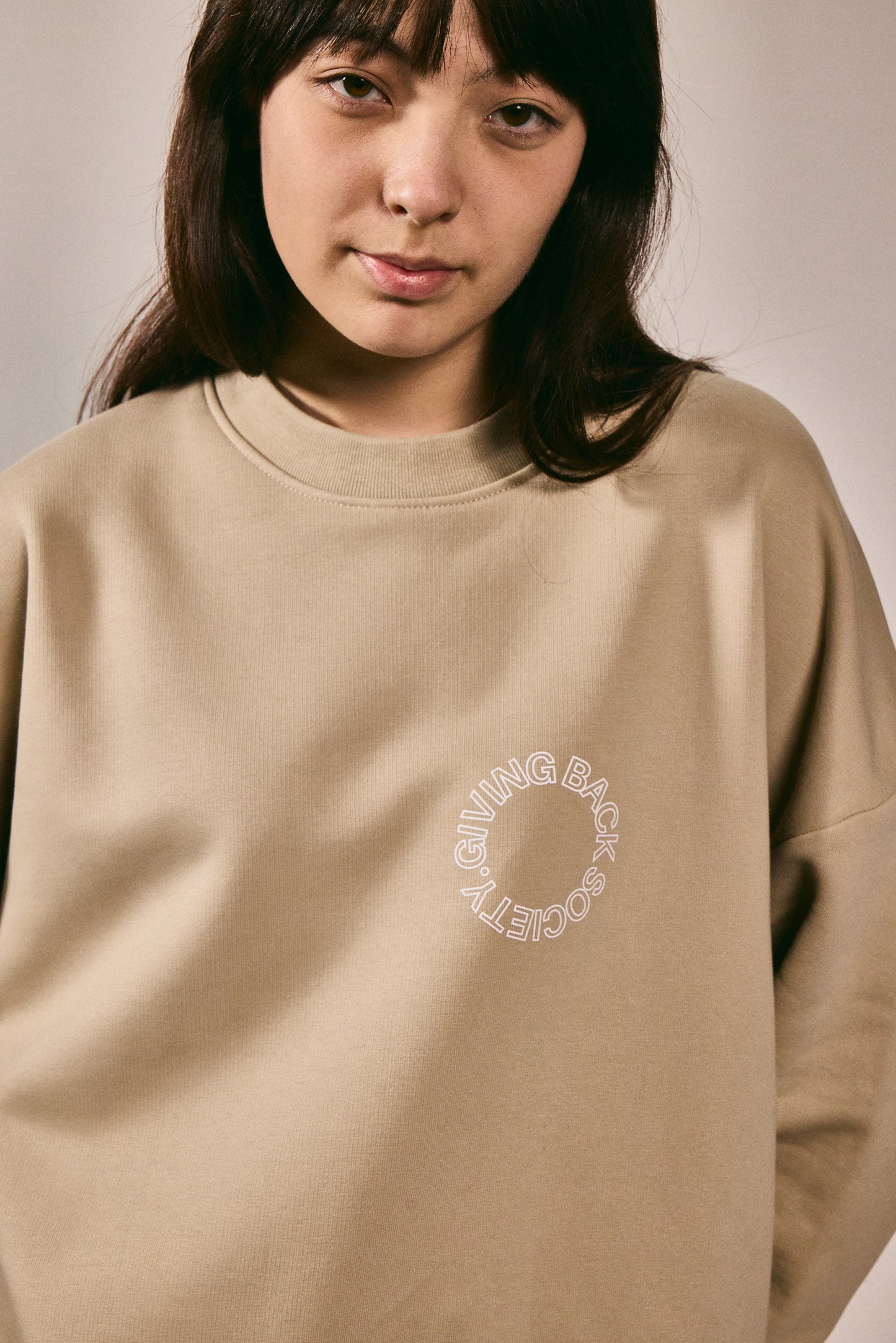 Unisex Crewneck "Giving Back Society." beige
