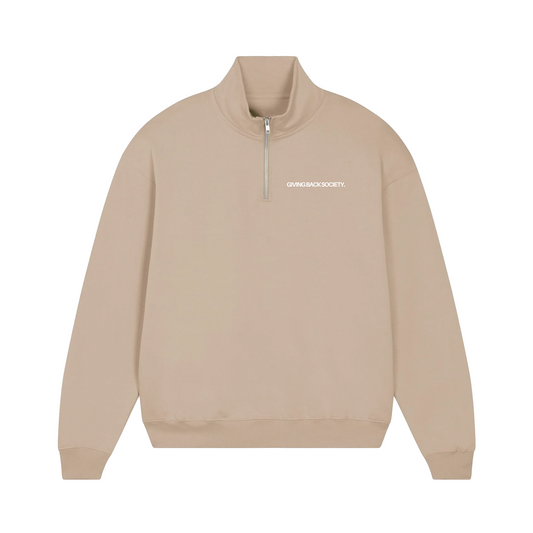 Unisex Half Zip "NOT FOR PROFIT" beige