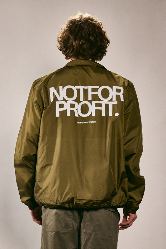 Unisex Coachjacke "NOT FOR PROFIT." khaki