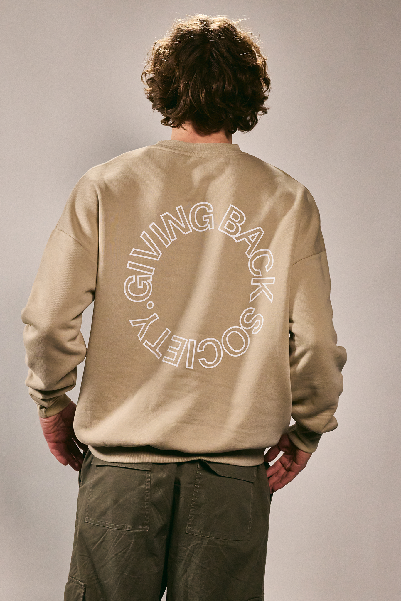 Unisex Crewneck "Giving Back Society." beige